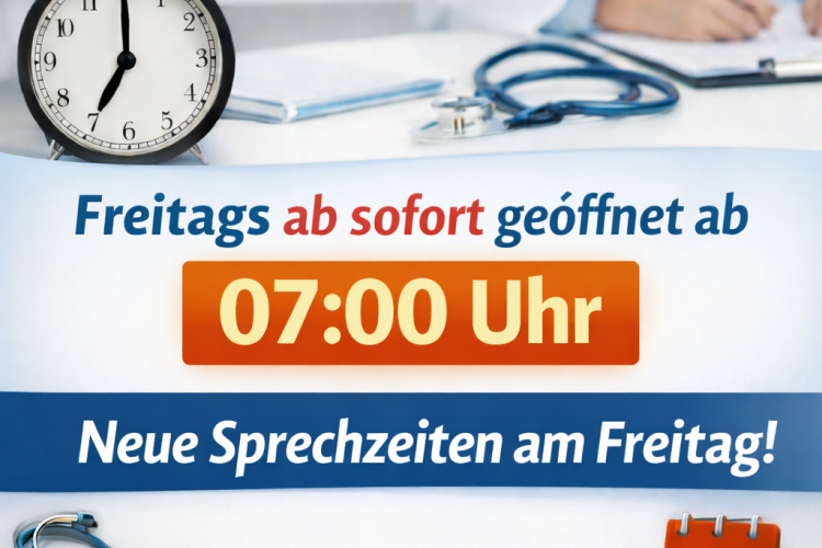 Geänderte Öffnungszeiten Freitags
